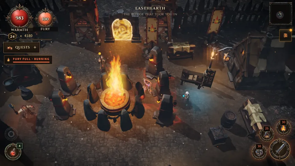 Lasthearth at night: the great fire and the folk of the camp